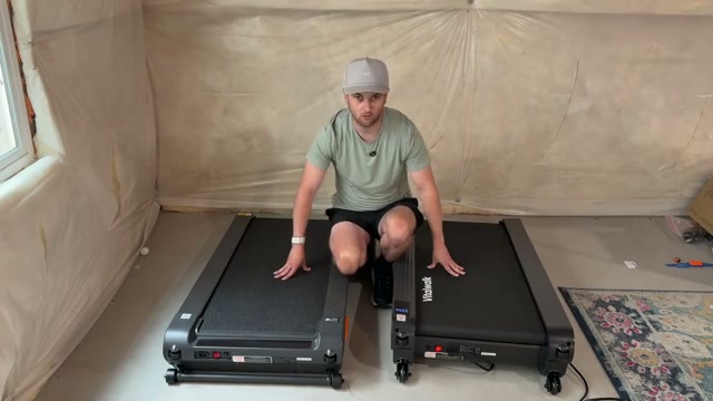 Tanner comparing the Vitalwalk Apollo 11 Max and Apollo 11 Ultra walking pads side by side